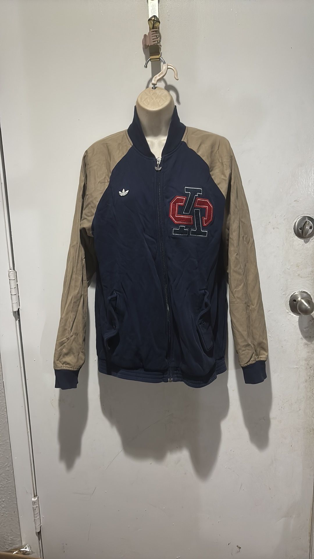 Vintage Adidas Bomber Jacket Mens Small Blue Zip Lightweight Casual