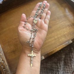 Vintage 925 Sterling Silver Rosary, marked Sterling BLI , sacred heart of Jesus, beautiful!!