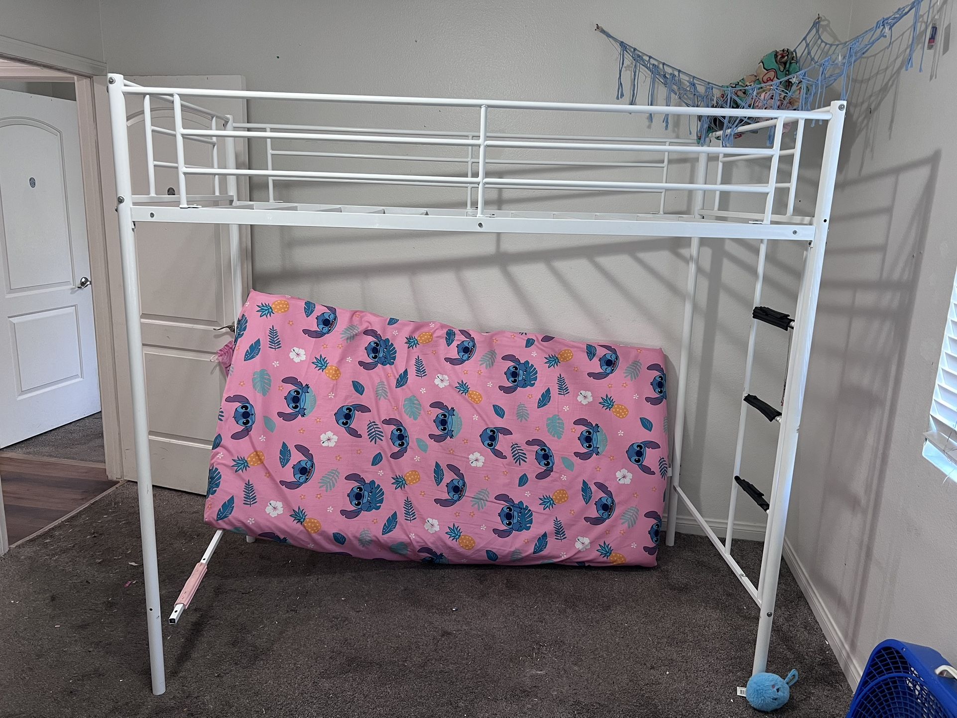 White Loft Twin Bed With Mattress