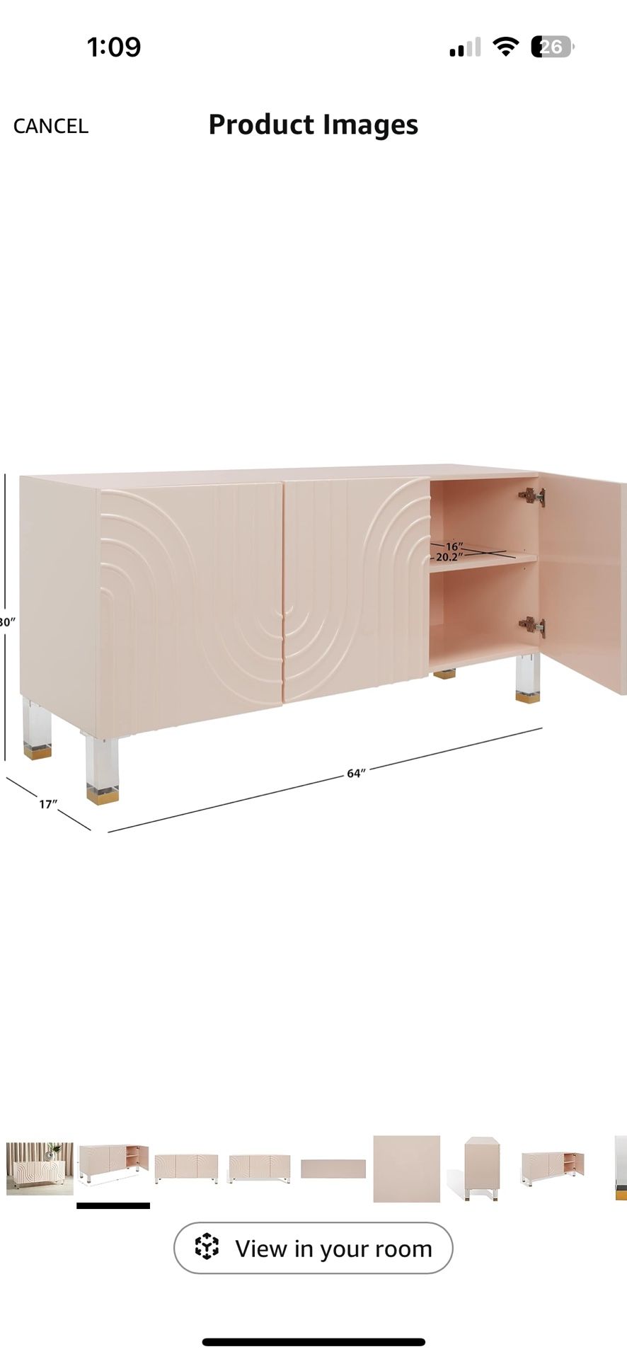 Safvieh sideboard / Credenza Blush EUC Retail $1100