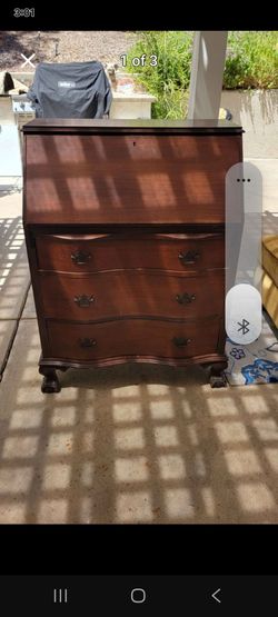 Vintage Mahogany Serpentine Secretary Desk