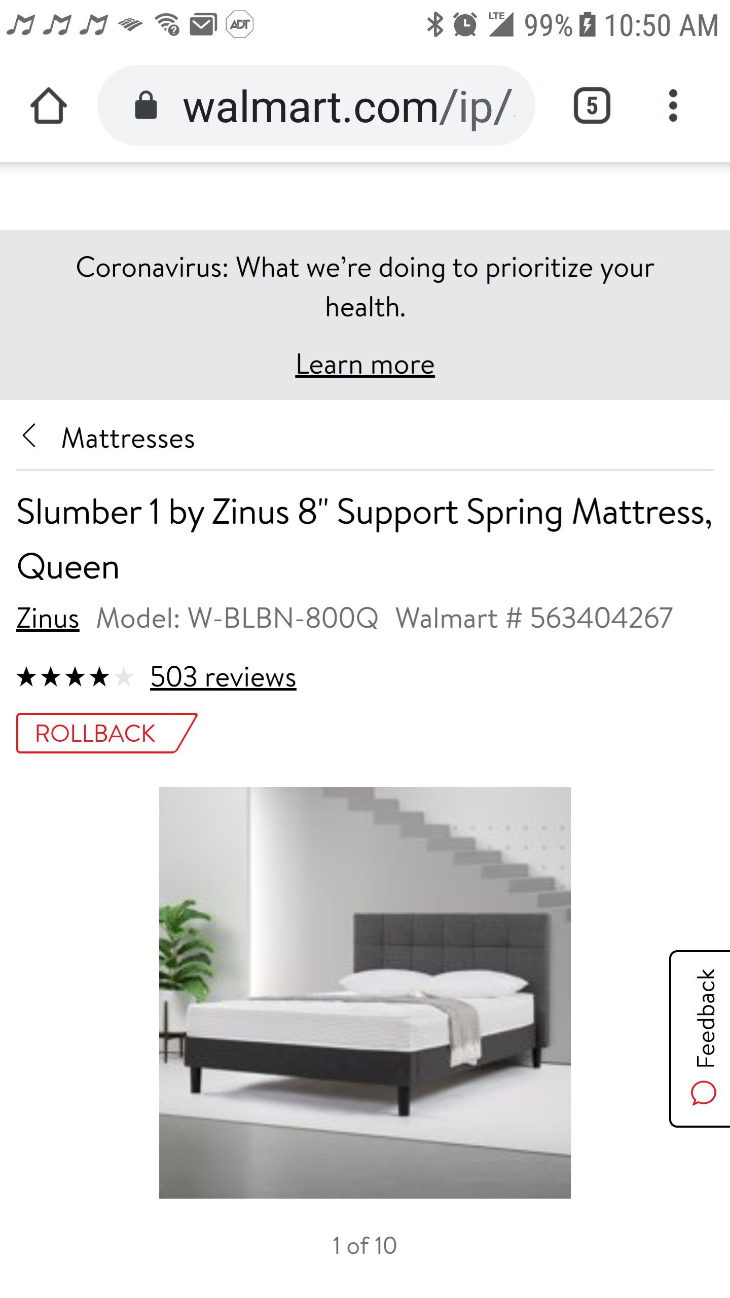 Queen Bed - frame and mattress