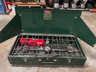Coleman camping stove 3 burner white gas - $60