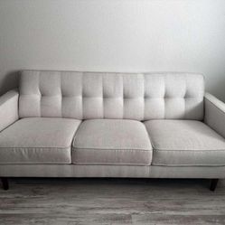 Modern Light Beige Mid-Century Style Sofa (6' Length) - 3-Seater Couch