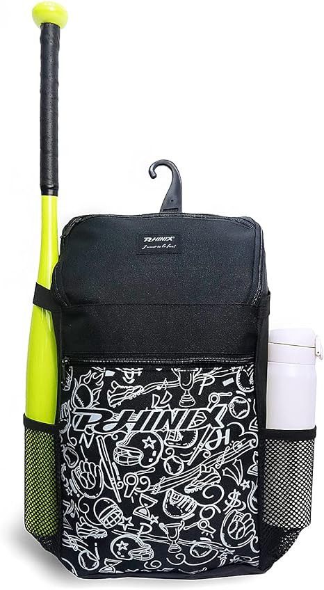 Baseball/softball Backpack w/ Bat Holder & Fence Hook