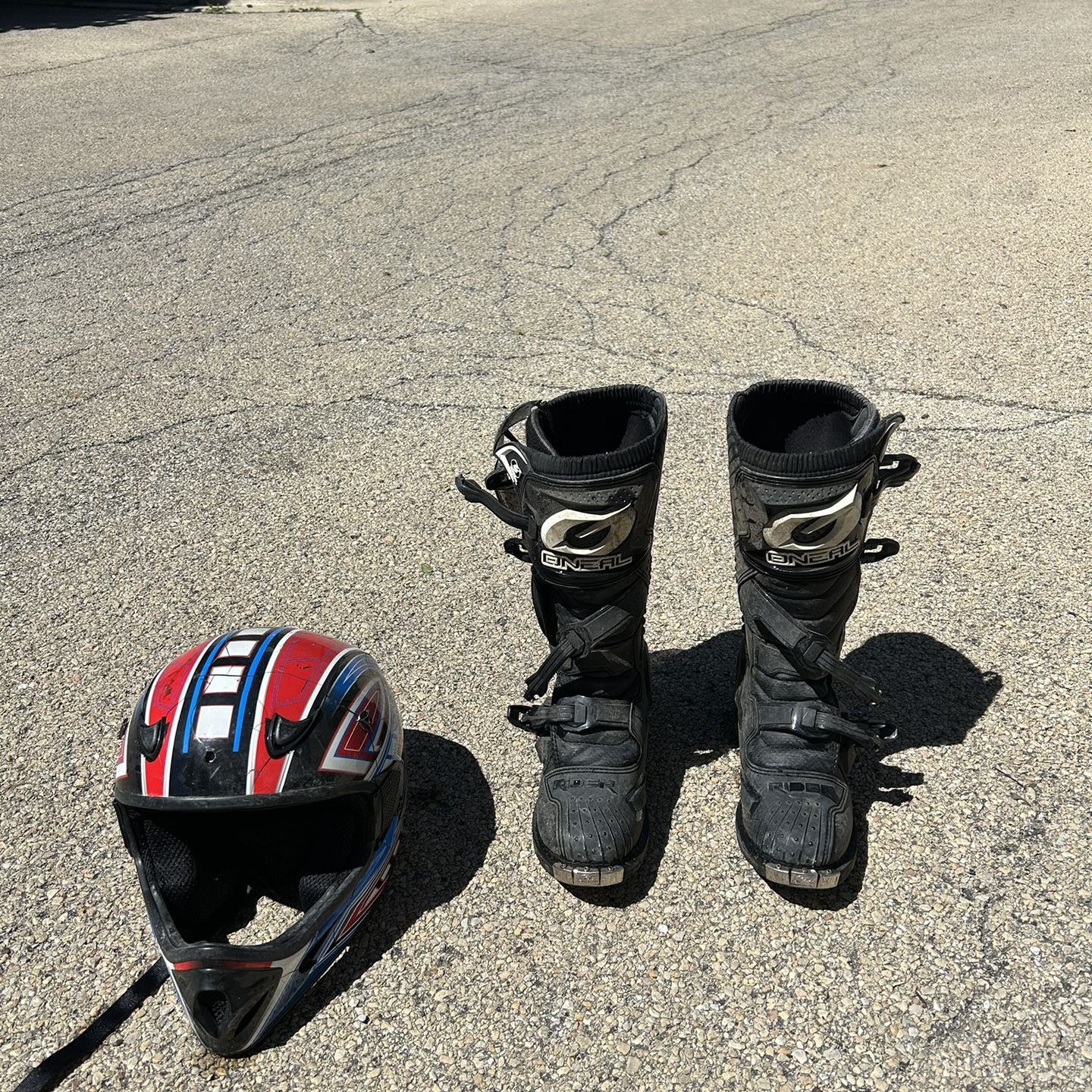 Dirtbike Boots And Helmet