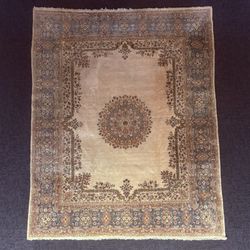Persian Antique Hand Knotted Rug 8'x10' Pastel Colors 289 KPSI Open Field Medallion