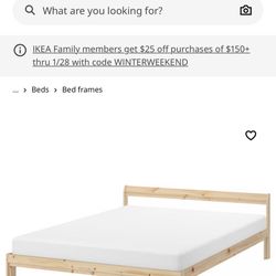 IKEA Neiden Bed Frame Pine Size Full Assembled 