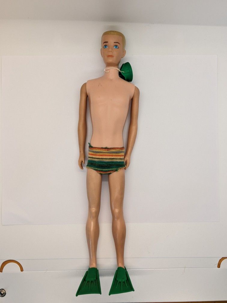 1960's Painted Hair Skin Diver Ken Doll