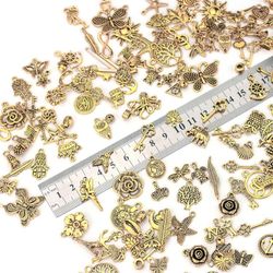 200Pcs Tibetan Antique Gold Charm Mixed Pendants DIY Bracelet Necklace Jewelry