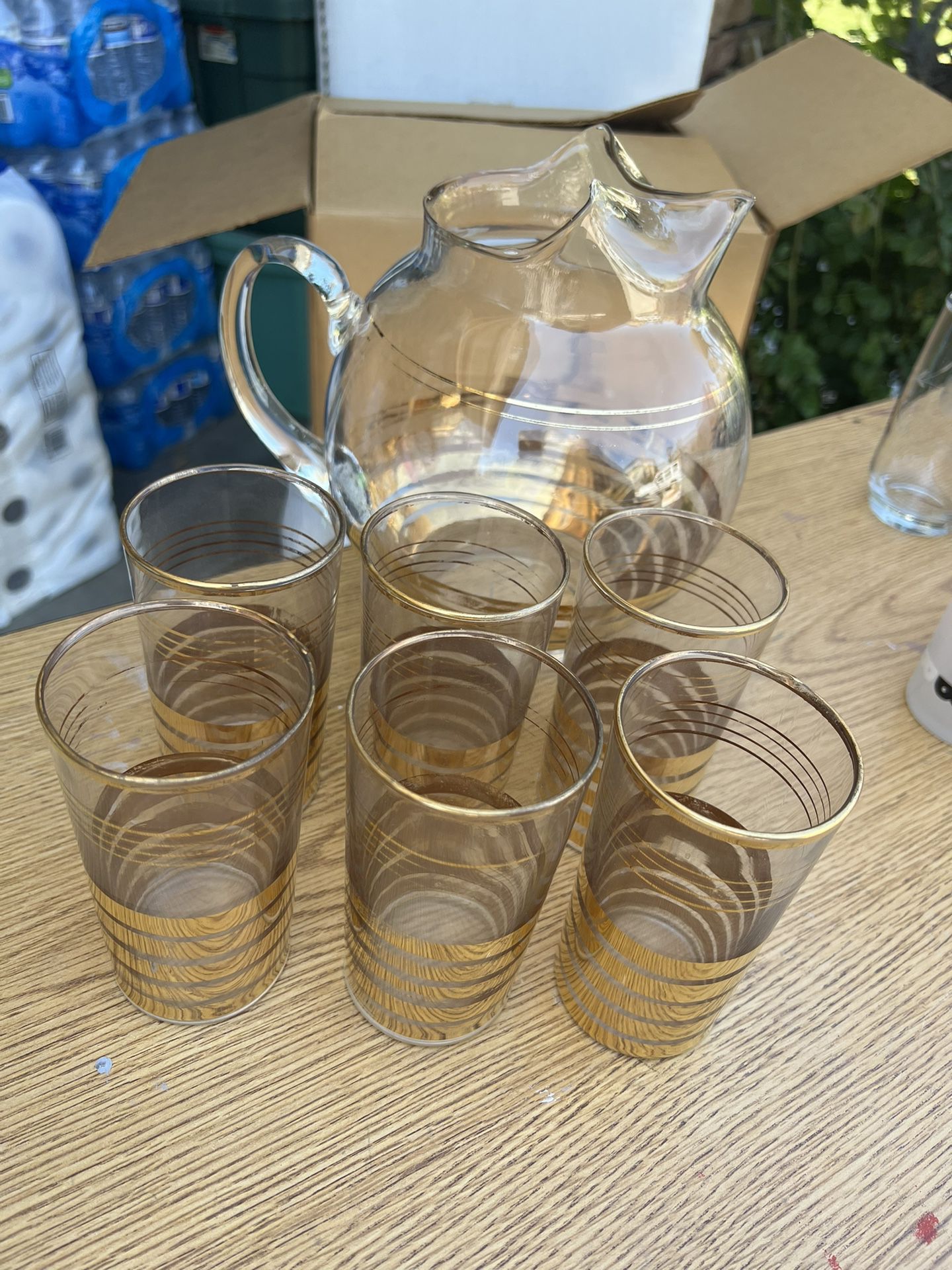 Antique Glass Jar & Cups