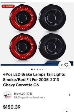 LED taillights fit 2005 thru 2013 Chevy corvette C6