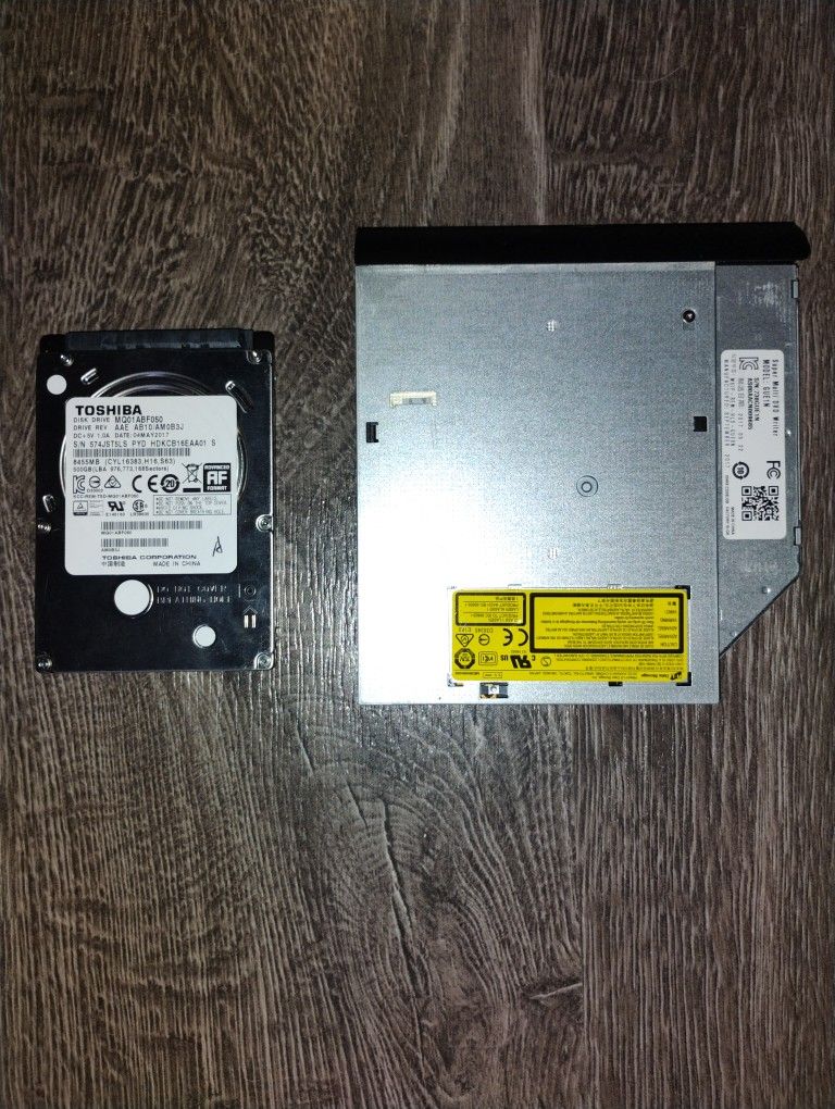 500 GB SATA TOSHIBA LAPTOP HHD & 32X DVD/CD REWRITABLE LAPTOP DISC