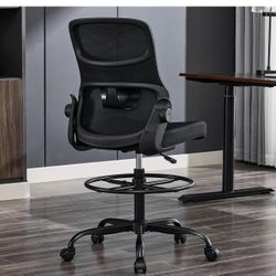 New in box Drafting Chair Armless, Tall Office Chair with Adjustable Foot Ring and Lumbar Support, E