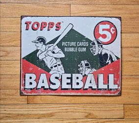 Topps Baseball Cards "Retro 1955 Style" Rustic Tin Sign! (16" x 12") Great Mancave item!