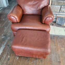 Leather Chair and Ottoman
