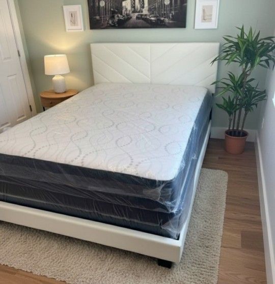 New QUEEN SIZE BED FRAME WITH MATTRESS NEW BEDROOM FURNITURE SET BED SET QUEEN // CAMA QUEEN NUEVA 