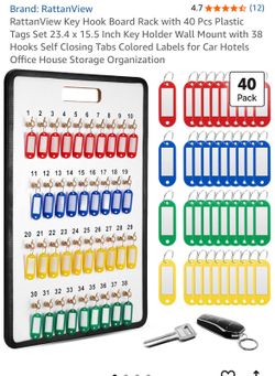 Rattanview Key Hook Board with 40pcs Plastic Tags Set