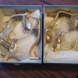  New  Shoes ….size 6.5 .. Antonio Melani Gold  Has R Silver Jeweled Heels New..$35 Each 