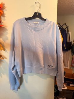 Rag & Bone Light Blue Cropped Crewneck Sweatshirt, Woman’s Large