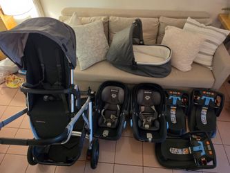 UPPAbaby Vista V2 Double Stroller Bundle + 2 Mesa Car Seats + 3 Bases / Paquete Completo UPPAbaby Vi