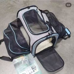 NEW Airline Approved Travel Pet Carrier For Dog Cat Expandable Carrying Bag 