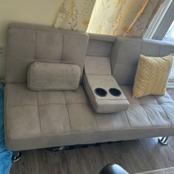 Fabric Couch Sleeper Recliner Bed