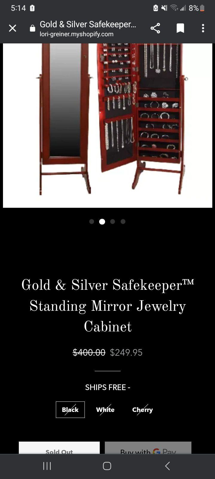 Gold & Silver Safekeeper™ Standing Mirror Jewelry Cabinet
By Lori Greiner