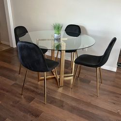 Black Gold Elegant Dining Table Set
