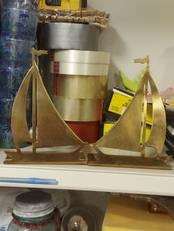 Vintage nautical brass ship bookends