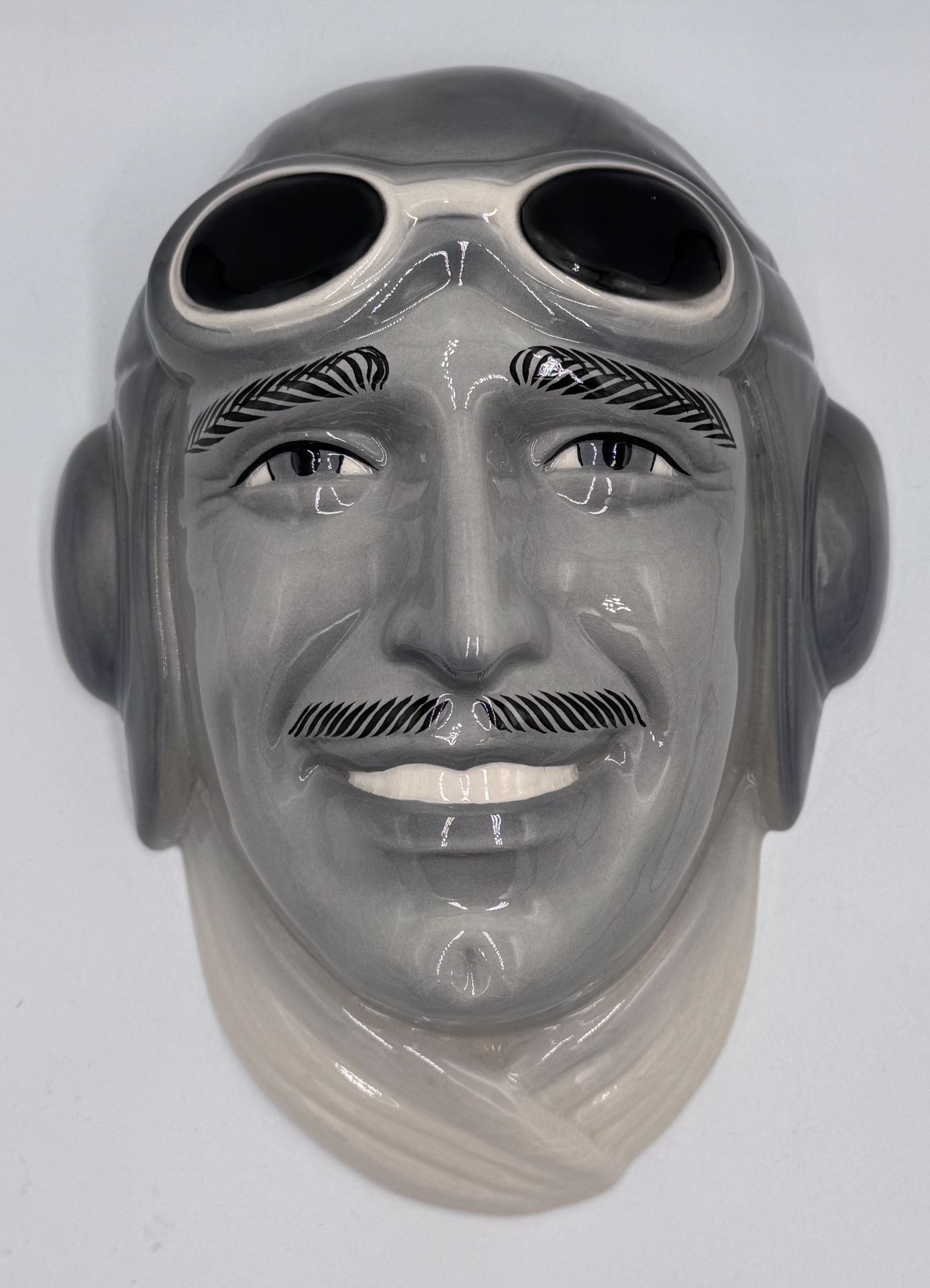 Gray Clay Art Ceramic Wall Mask, Clark Gable as Aviator Decorative Wall Hanging