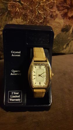 New tan rhinestone watch.