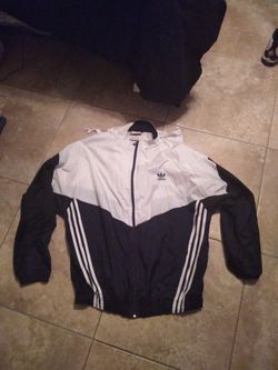 Adidas Black and White Track Suit Jacket: Men's Size Lg