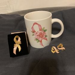 Avon Breast Cancer Mug & Matching Pin