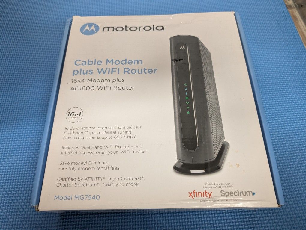 Motorola 16x4 Cable Modem Plus AC1600 WiFi Router MG7540 NEW/SEALED