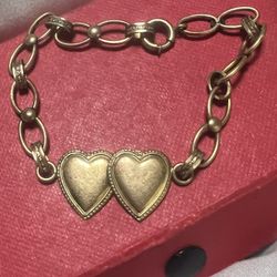 Victorian  12 K Goldfield Double Heart Bracelet
