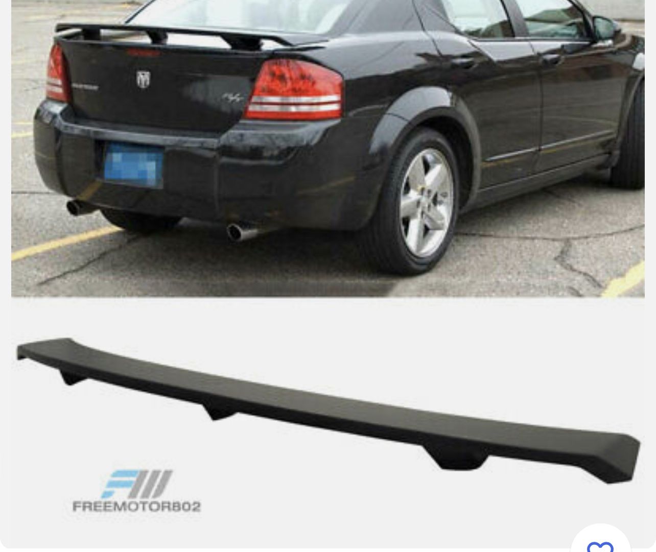 Dodge Avenger Rear Trunk Spoiler Wing ABS Matte Black