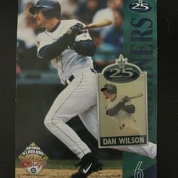 (Brand New, Never Used/Worn) SEATTLE MARINERS COLLECTIBLE DAN WILSON 25TH ANNIVERSARY PIN & TRADING CARD
