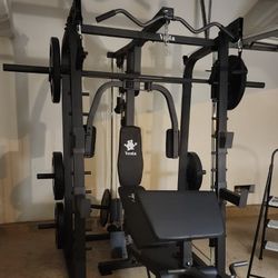 | Smith Machine 2001 | Squat Rack | 230lbs Bumper Weight Plates | Multi-Use Adj Bench | Barbell | Gym Equipment | Fitness | Excercise|FREE DELIVERY🚚 