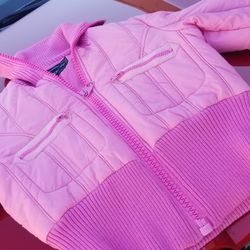 Beautiful Cozy Pink Jacket With Big Nice Zipper.