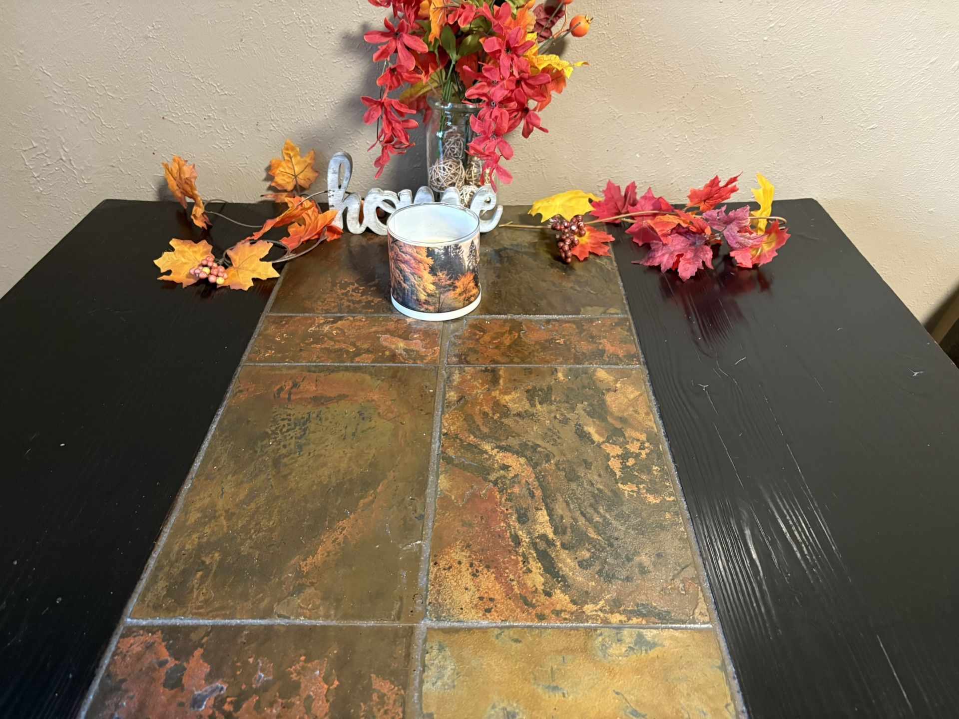 Solid Wood And Stone Dining Table And Chairs