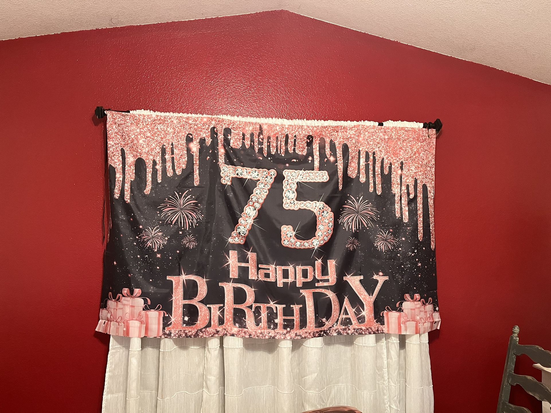 75th Birthday Banner And ‘75’ Mylar Balloons