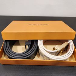 Louis Vuitton Belts (2 Belts In 1 Box) (Black & White)