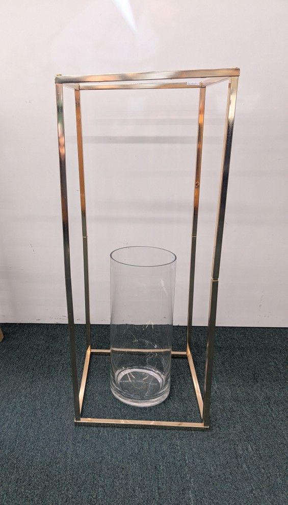 Gold Rectangular Floral Display Stands 24"Tx 9.75"