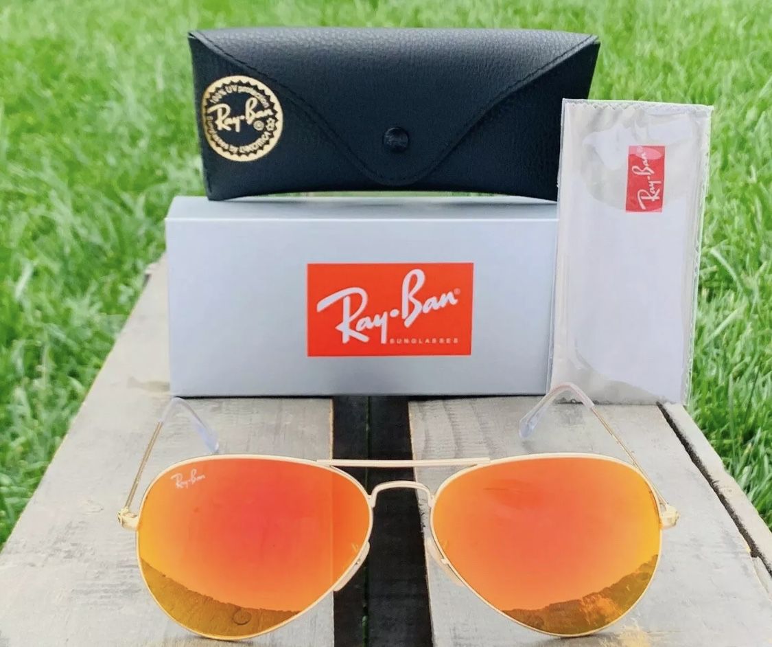 Ray Ban Aviators 112/69 Flash Orange & Gold Frame Classic Lenses Aviator  Sunglasses 100% UV Protection 58mm for Sale in Miami, FL - OfferUp