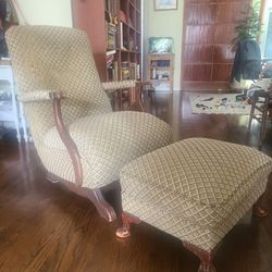 Upholstered Rocking Chair & Foot Stool