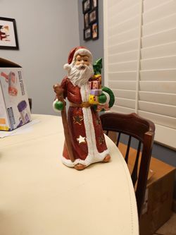 Vintage Mann Santa Claus Porcelain Candle Holder With Oroginal Box