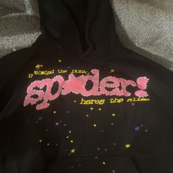authentic sp5der pink v2 hoodie black xl