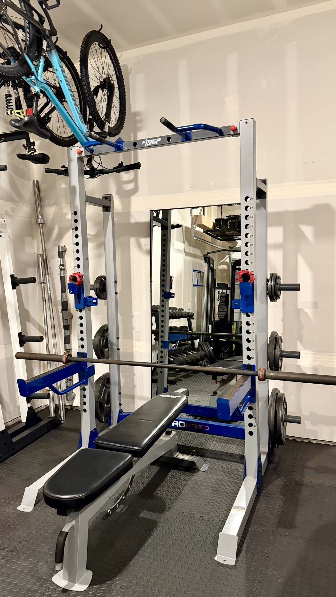 Power Rack, Bench, Olympic bar, Weights 