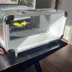 Set of 3 Patron Tequila Promo Clear Arcylic Metal Hinged Carrying case. 